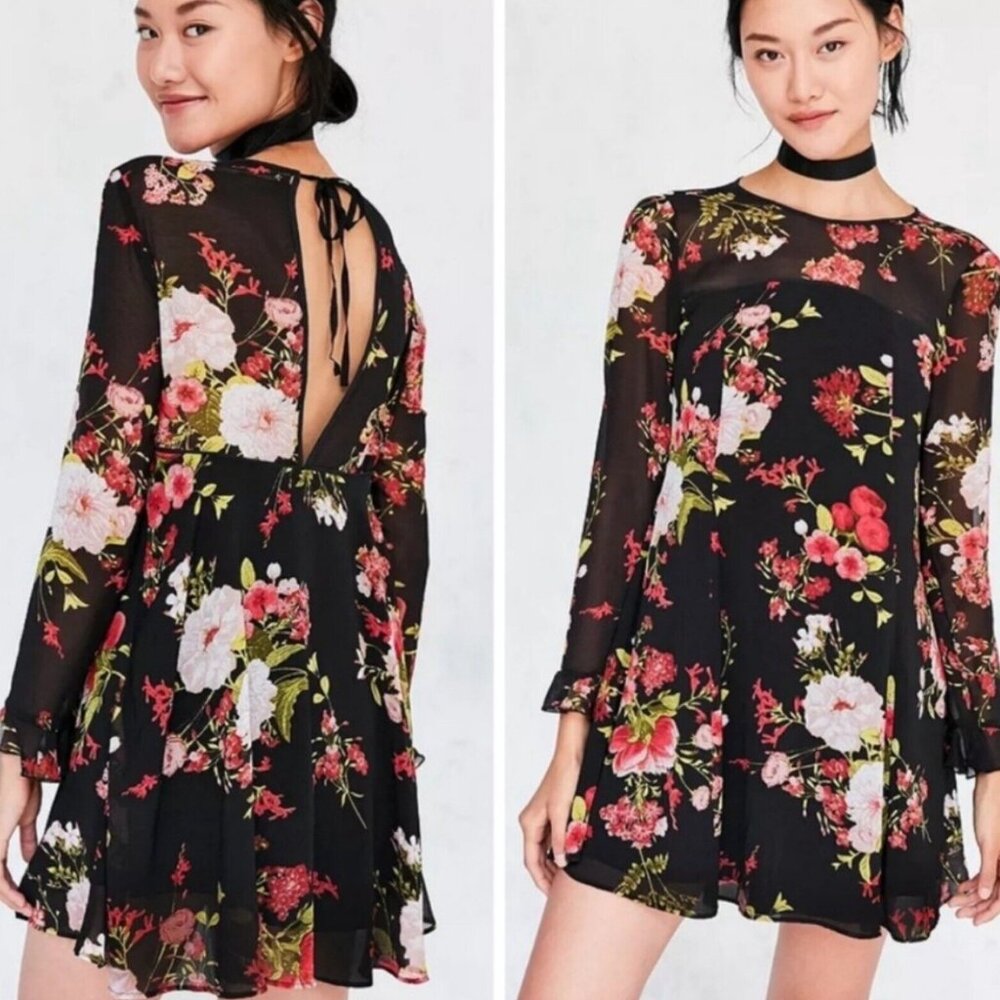 ⭐️Kimchi Blue Dragonfly Sheer Floral Hipster Hippie Frock Girly Artsy Mini Dress
